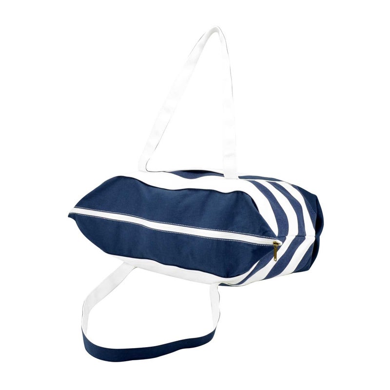 DALIX Striped Boat Bag Premium Cotton Canvas Tote in Navy Blue - Image 4
